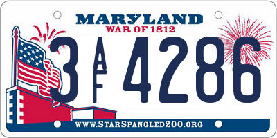 MD license plate 3AF4286