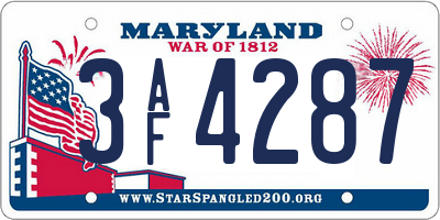 MD license plate 3AF4287
