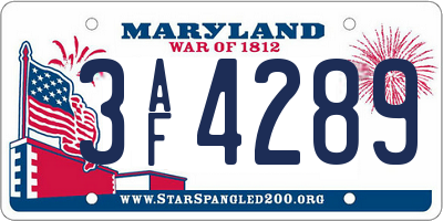 MD license plate 3AF4289