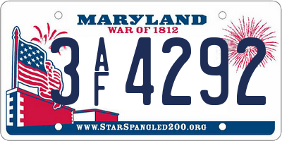 MD license plate 3AF4292