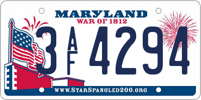 MD license plate 3AF4294