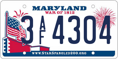 MD license plate 3AF4304
