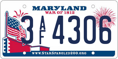MD license plate 3AF4306