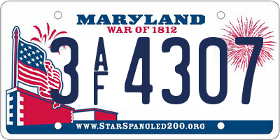 MD license plate 3AF4307
