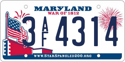 MD license plate 3AF4314