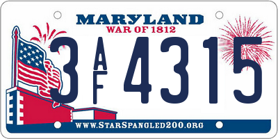 MD license plate 3AF4315