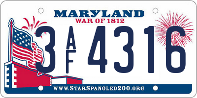 MD license plate 3AF4316