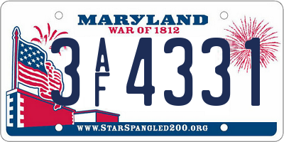MD license plate 3AF4331