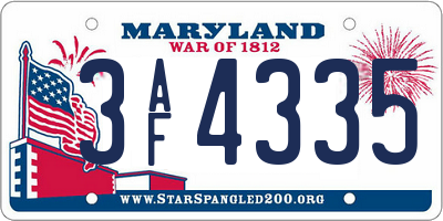 MD license plate 3AF4335