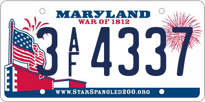 MD license plate 3AF4337