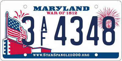 MD license plate 3AF4348