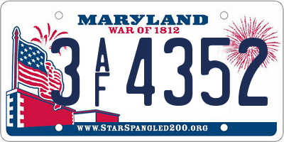 MD license plate 3AF4352