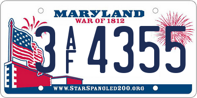 MD license plate 3AF4355
