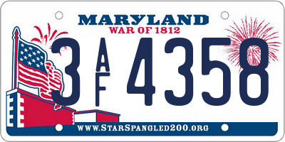 MD license plate 3AF4358
