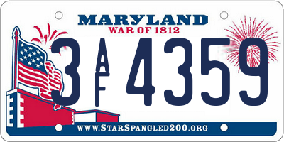 MD license plate 3AF4359