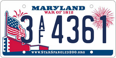 MD license plate 3AF4361