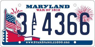MD license plate 3AF4366