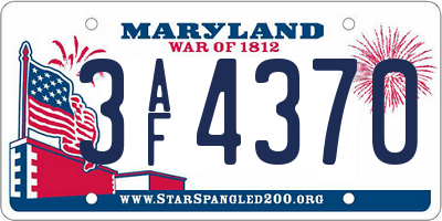 MD license plate 3AF4370
