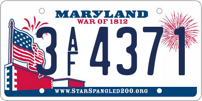 MD license plate 3AF4371