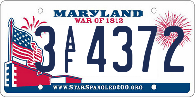 MD license plate 3AF4372