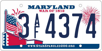 MD license plate 3AF4374
