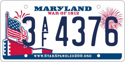MD license plate 3AF4376