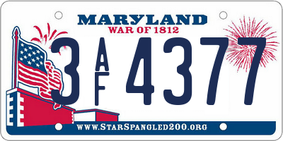 MD license plate 3AF4377