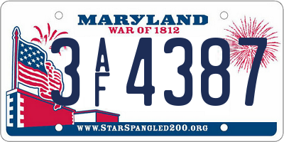 MD license plate 3AF4387