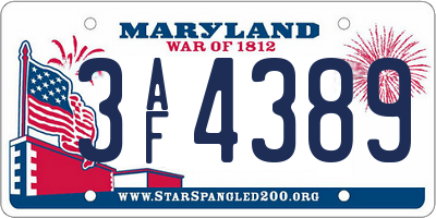 MD license plate 3AF4389