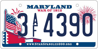 MD license plate 3AF4390