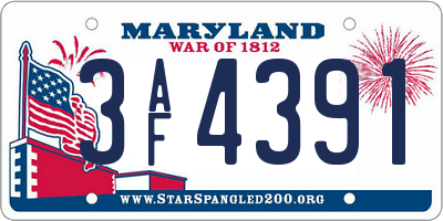 MD license plate 3AF4391