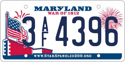 MD license plate 3AF4396