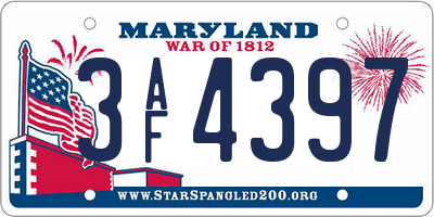 MD license plate 3AF4397