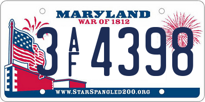 MD license plate 3AF4398