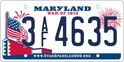 MD license plate 3AF4635