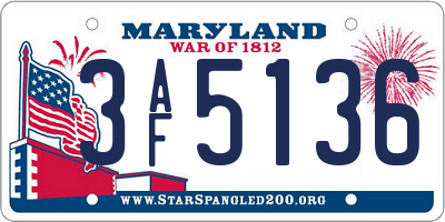 MD license plate 3AF5136