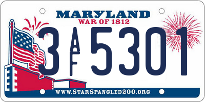 MD license plate 3AF5301