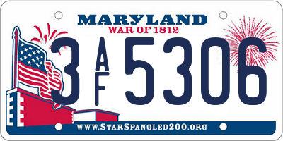 MD license plate 3AF5306