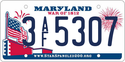 MD license plate 3AF5307