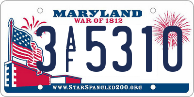 MD license plate 3AF5310