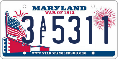 MD license plate 3AF5311