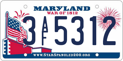 MD license plate 3AF5312