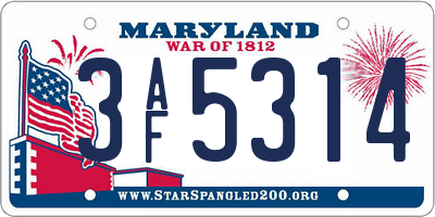 MD license plate 3AF5314