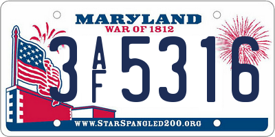 MD license plate 3AF5316