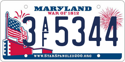 MD license plate 3AF5344