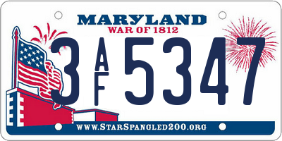 MD license plate 3AF5347