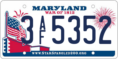 MD license plate 3AF5352