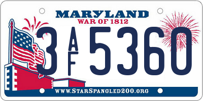 MD license plate 3AF5360