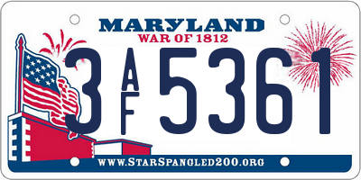 MD license plate 3AF5361