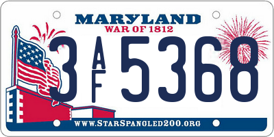 MD license plate 3AF5368
